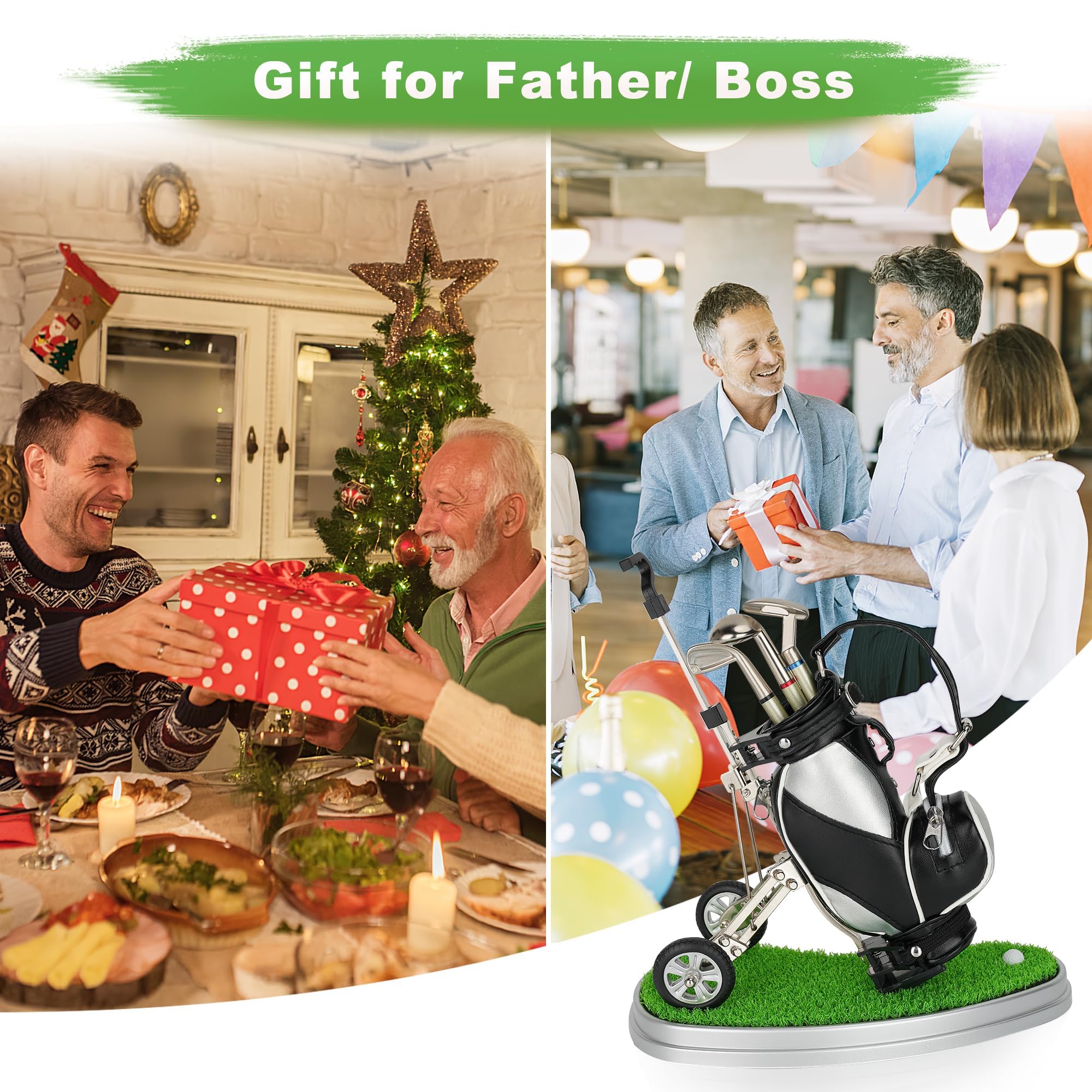 Portapenne da Golf 3 Pezzi Argento + Nero Set Unici Idea Regalo Uomini