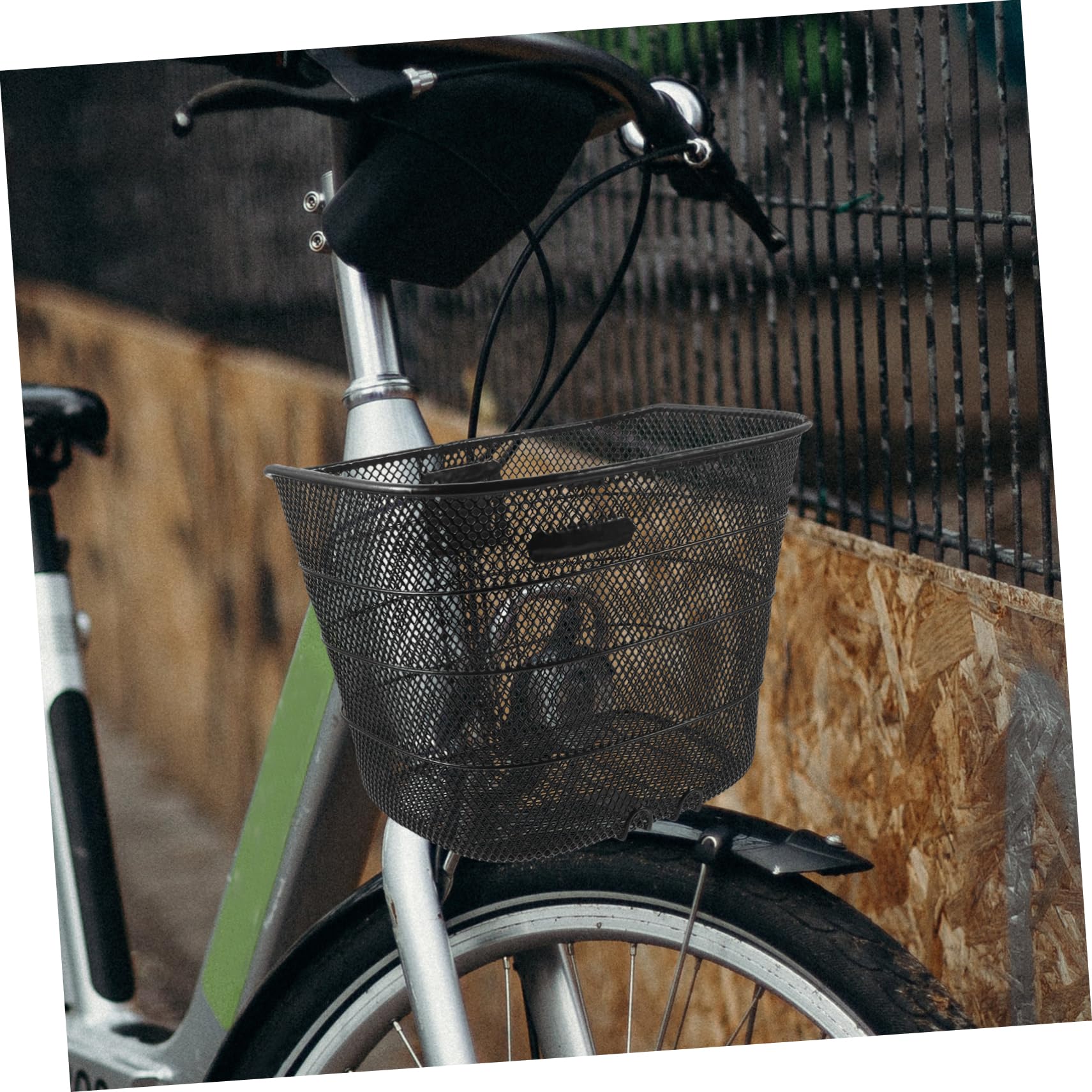 Multifunktionaler Fahrradkorb aus Metall für Lenker, Groß, Schwarz