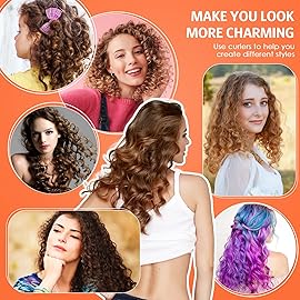 Syhood 30 Pcs 7\'\' Flexible Curling Rods Twist Foam Hair Rollers Soft Foam No Heat Hair Rods Rollers and 1 Steel Pintail Comb Rat Tail Comb for Women Long Short Hair(Orange,7 x 0.3 Inch)
