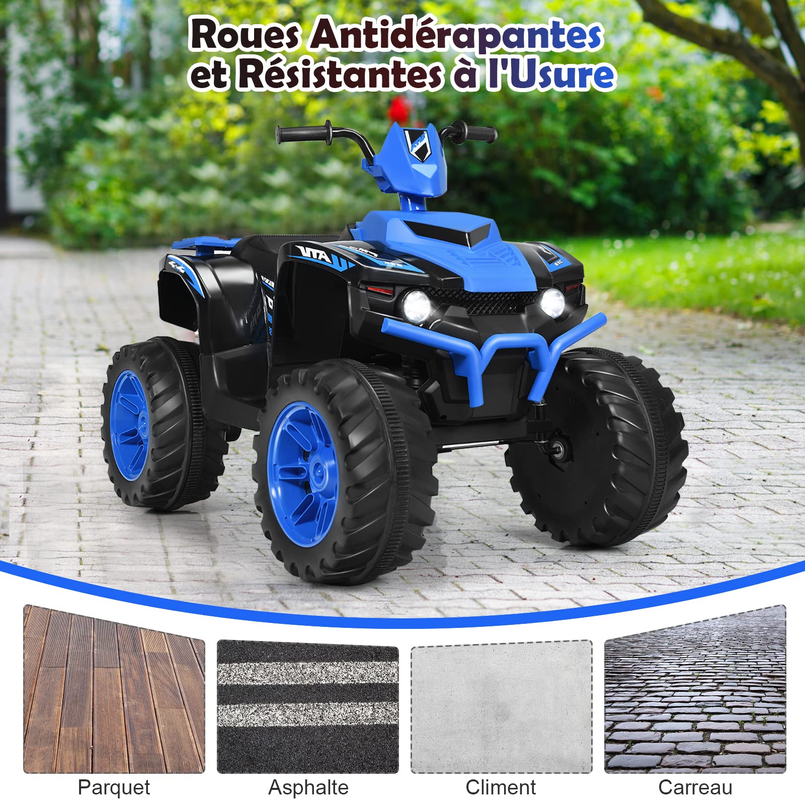 Quad Électrique Enfants DREAMADE - Bouton Avant/Arrière - 4 Roues Antidérapantes - Noir - Jeux - Jouets
