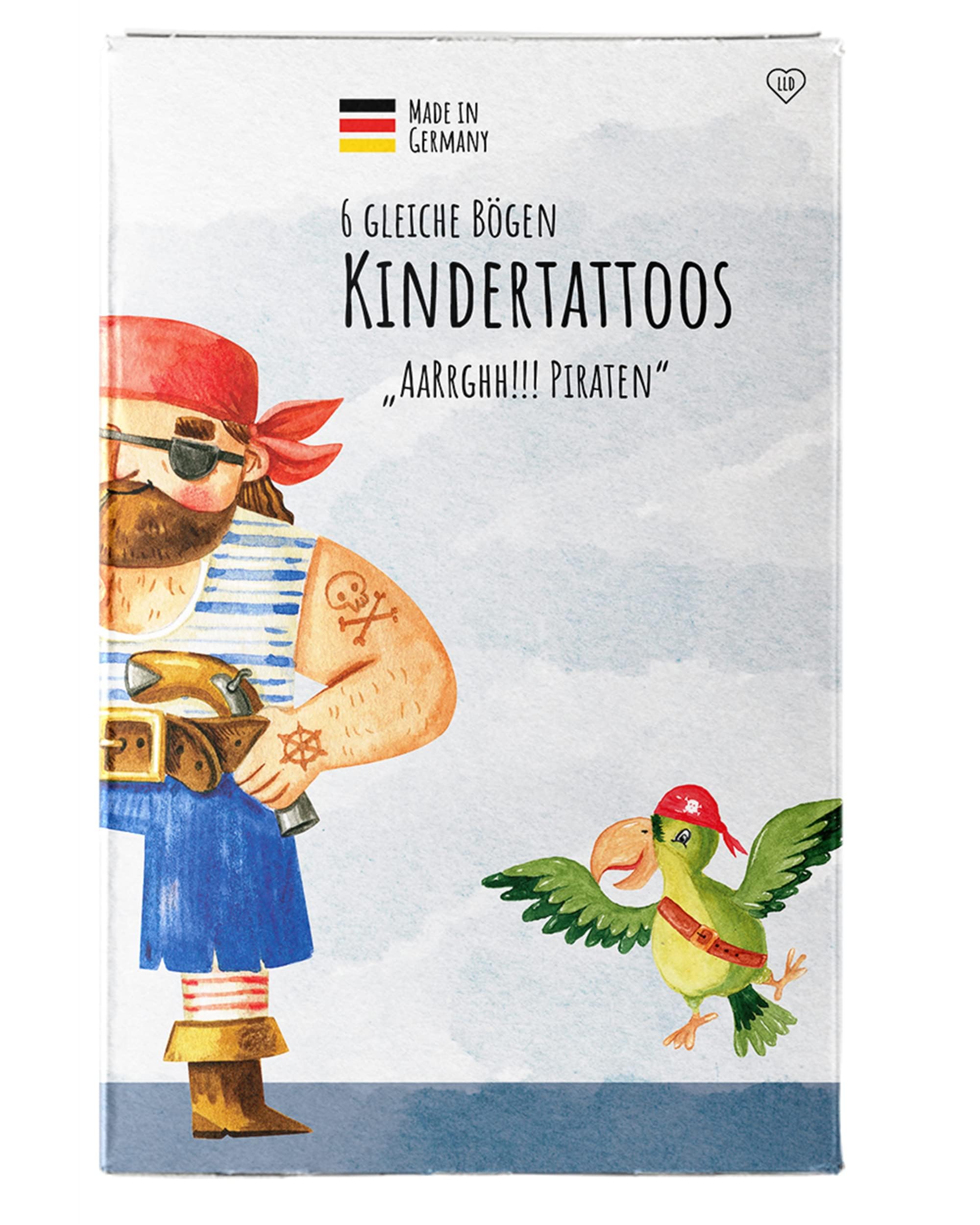 lila liebt dich® Piraten Kindergeburtstag Mitgebsel, Piraten Mitgebsel Kindergeburtstag, 6 gleiche Bögen Kindertattoos