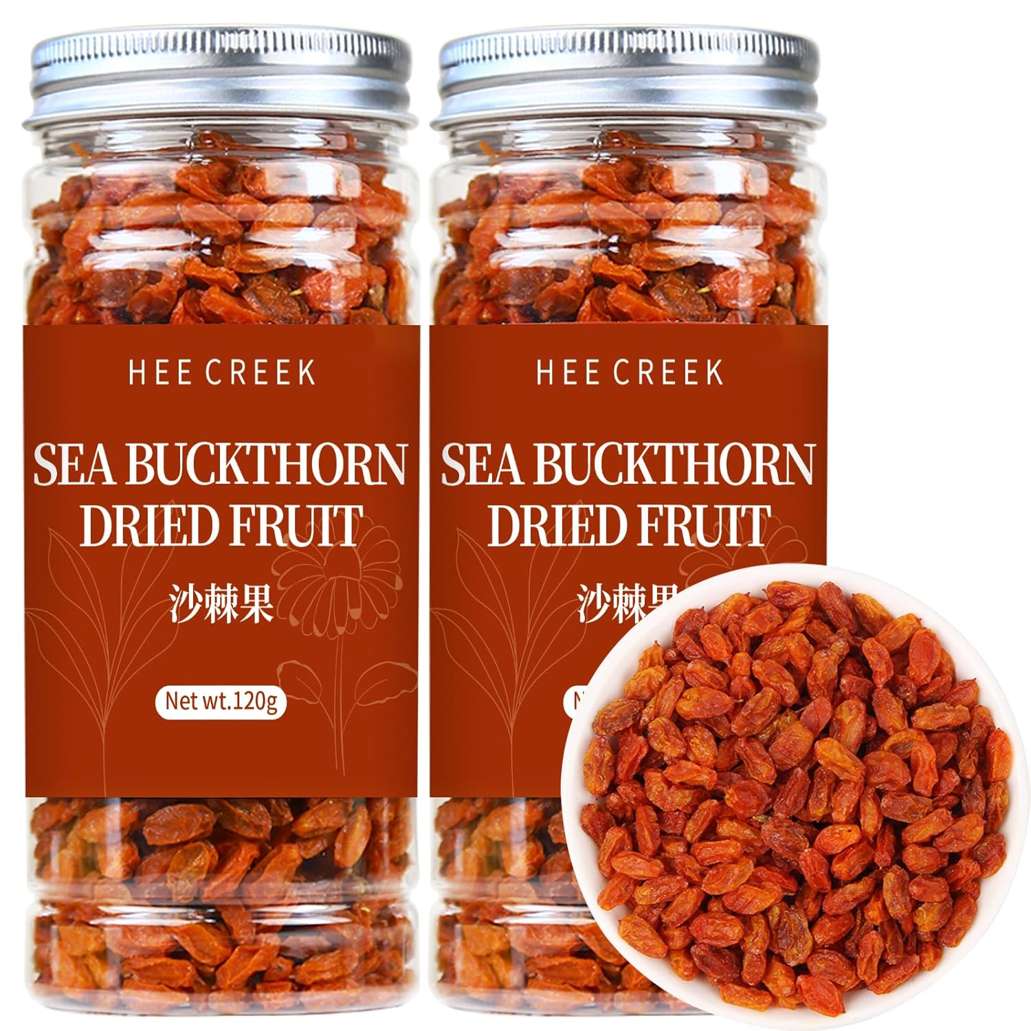 Hee Creek Dried Sea Buckthorn Fruit 240g/8.47oz Dried Sea Buckthorn Berries for Tea, Sulfur Free, No Sugar Added, High Nutritious 沙棘果 沙棘干
