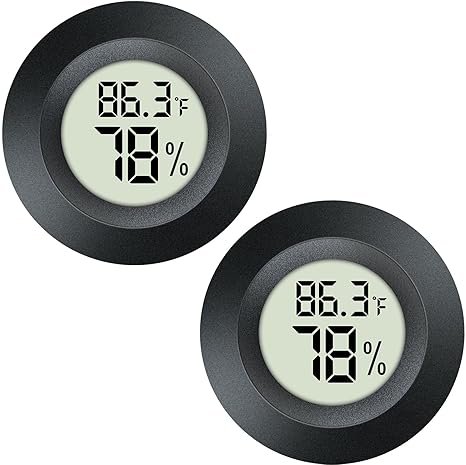 2 Pack Hygrometer Thermometer Mini Digital LCD Monitor Indoor/Outdoor Humidity Meter Gauge Temperature for Humidifiers Dehumidifiers Greenhouse Reptile Humidor Fahrenheit/Celsius(℉/℃) by QPEUIM