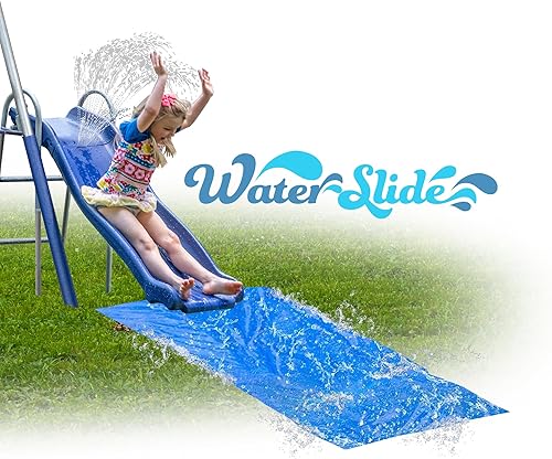 Miniatura 4 de Free N' Swing Plus con tobogán acuático de 5 pies y lona de tierra, juego de columpio de metal para 7 usuarios5 estaciones. 168 pulgadas de largo x