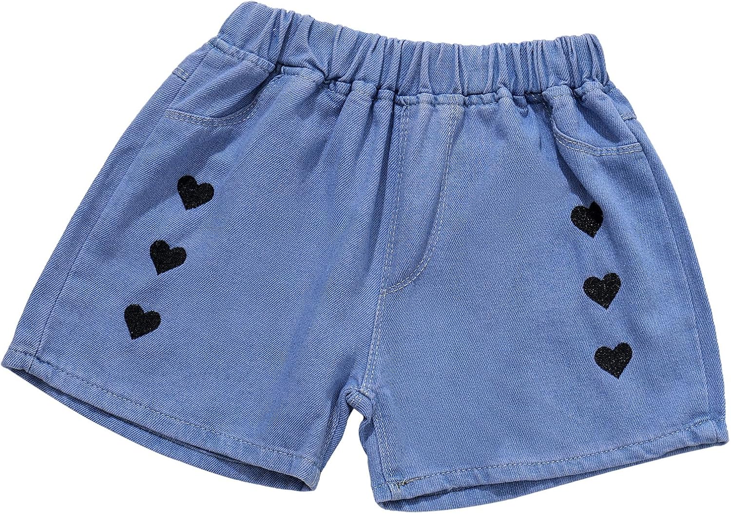 Girls' Ripped Jean Shorts Elastic Waist Cut Off Denim Shorty Shorts