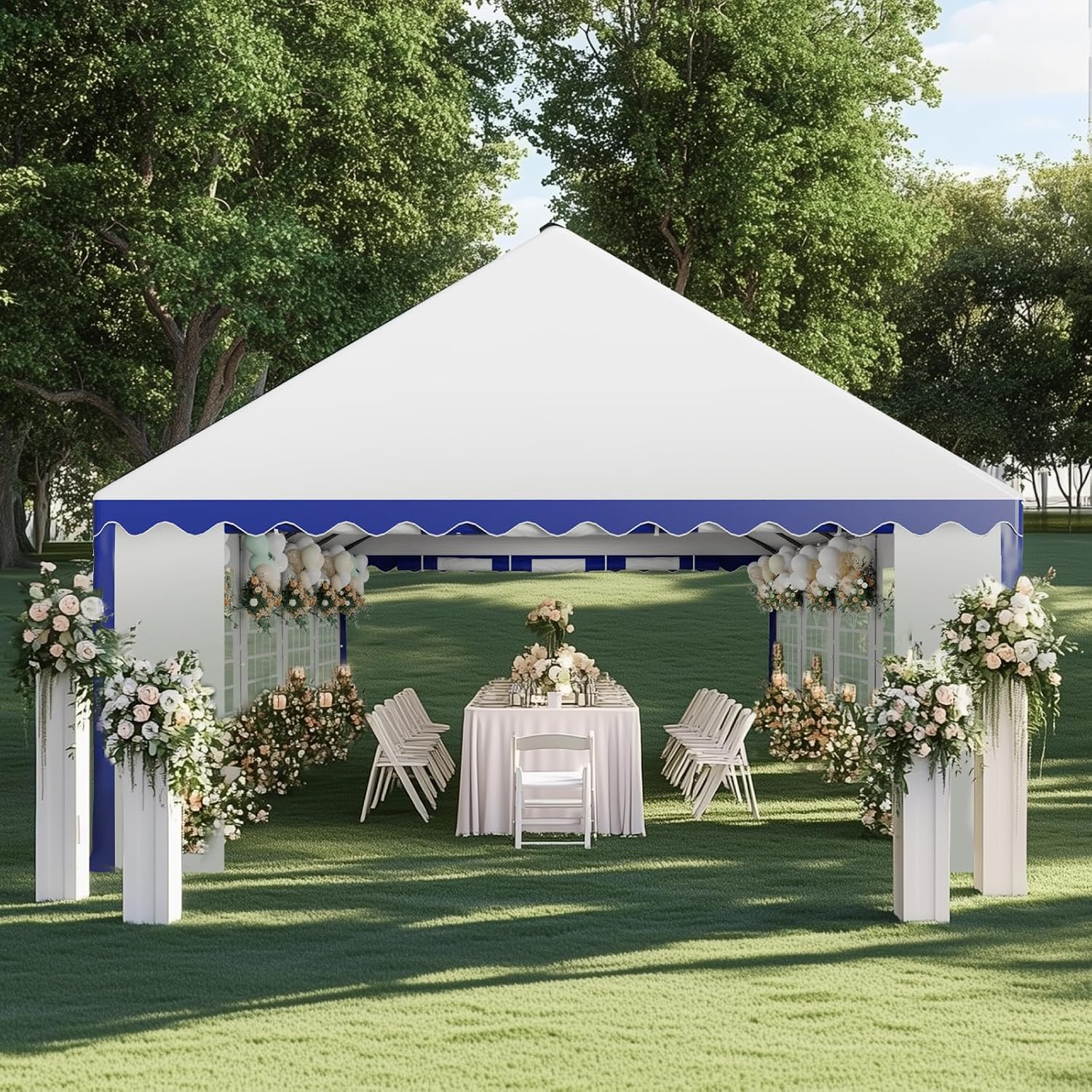 GREEN PARTY 16x32FT Party Tent Heavy Duty, Large Wedding Event Shelters with 4 Carry Bags & Removable Sidewalls, Outdoor Canopy Gazebo Commercial Tents for Parties Carport Garden Patio