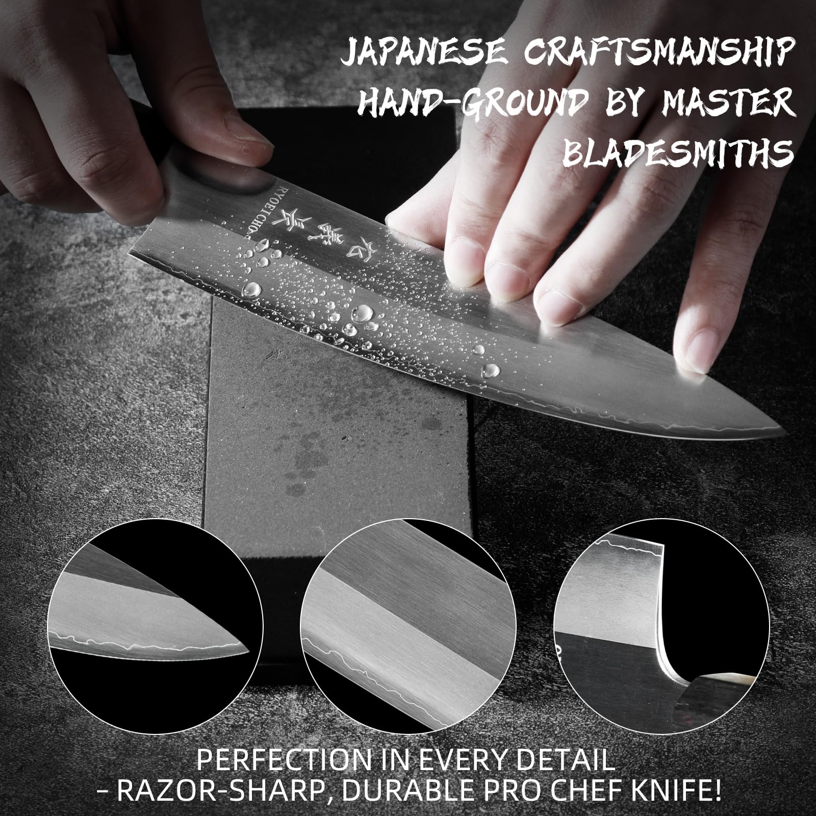 Japanese Chef Knife, 8 Inch Handcrafted 3-Layer AUS-8 Sharp Kitchen Knife — Amazon image 7