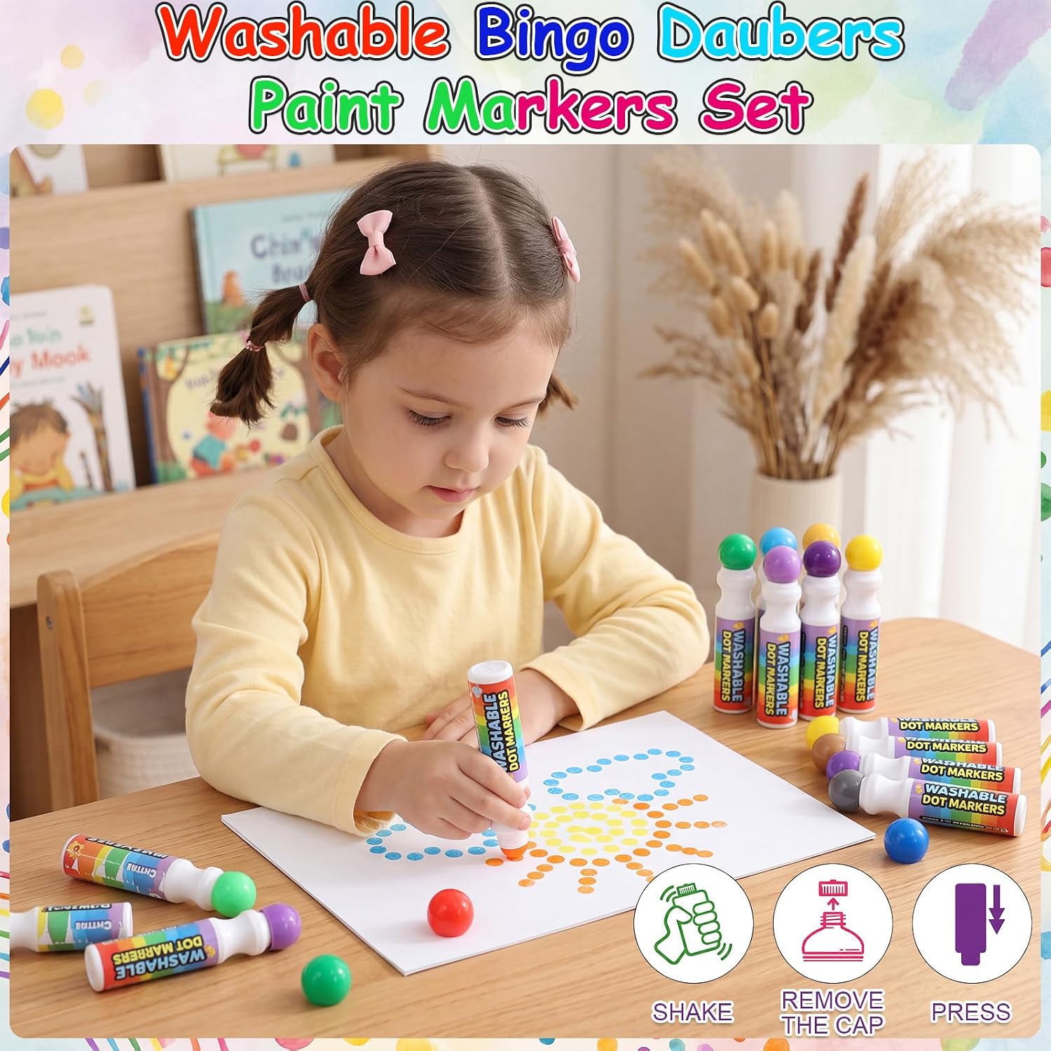 Crtiin 60 Pack Mixed Colors Set of Bingo Daubers Mini Dot Markers Supplies in 30 Colors Bingo Art Markers Paint Craft for Back to School Supplies DIY Painting Drawing Coloring Class Gift (Washable) image 5