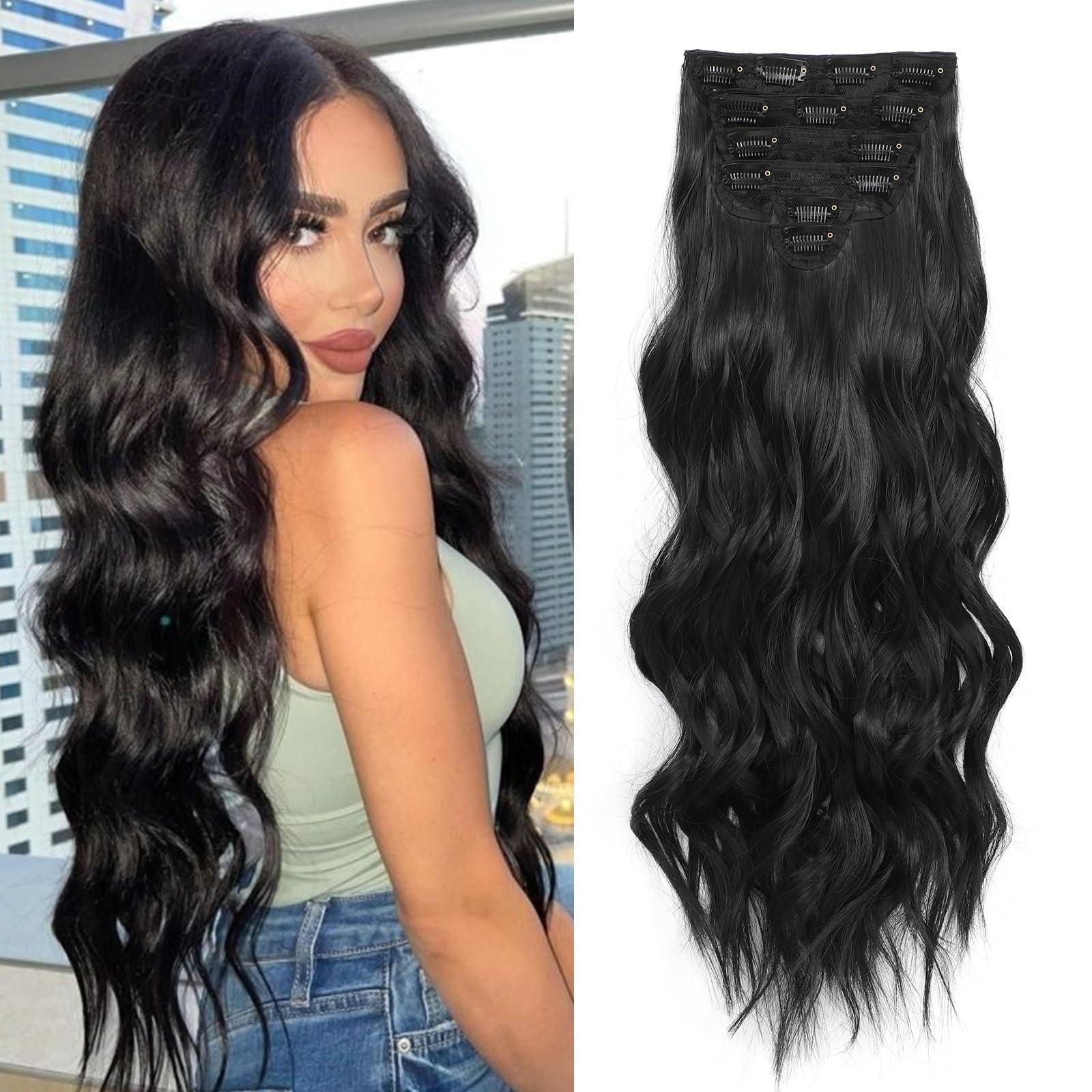 Amazon.com: Fliace Clip in Hair Extensions, 6 PCS Natural & Soft