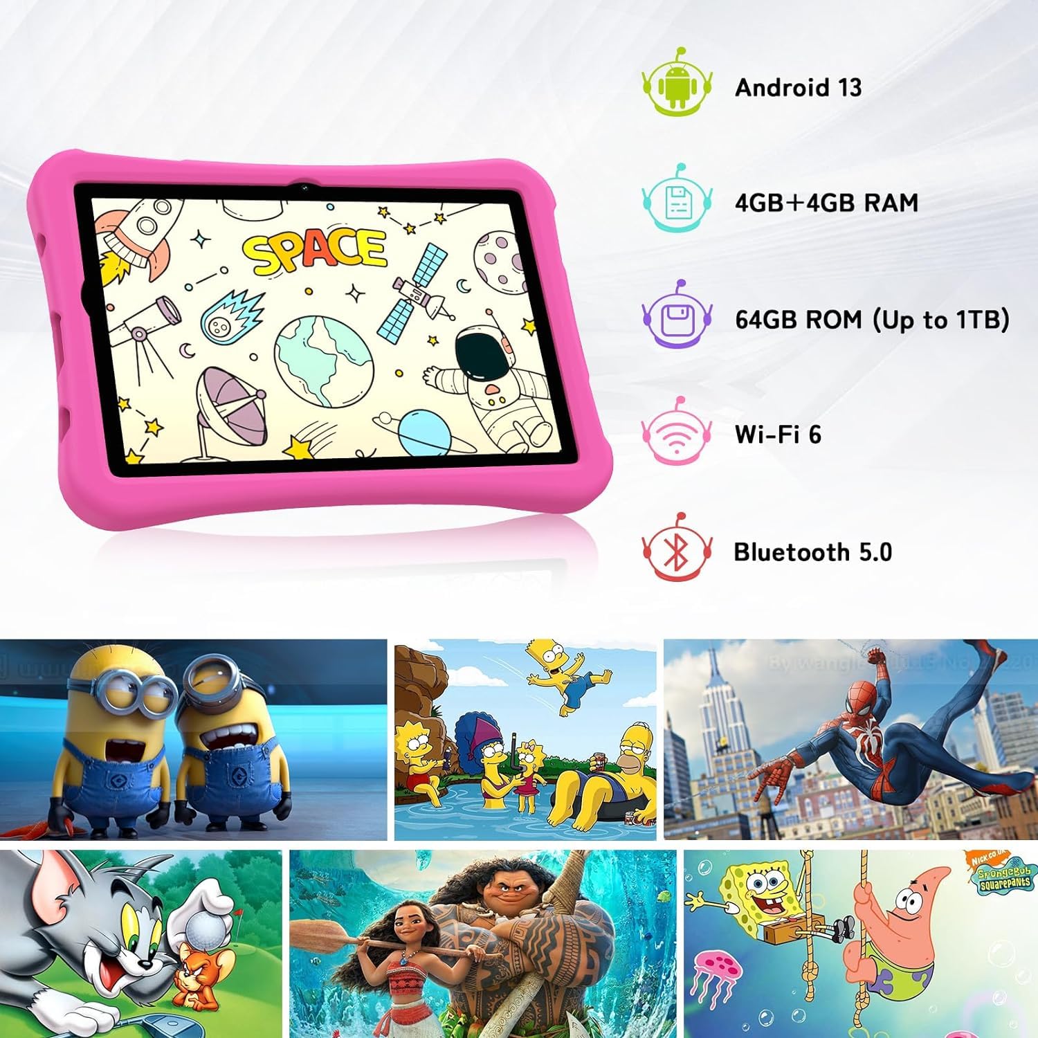 UMIDIGI Tablet per bambini da 10,1 pollici, Android 13, G2, tablet per bambini a partire da 3 anni, 8 GB (4 + 4) RAM+64 GB ROM/1 TB, protezione occhi 1280 x 800 HD, WiFi6, 6000 mAh 8 MP + 8 MP con