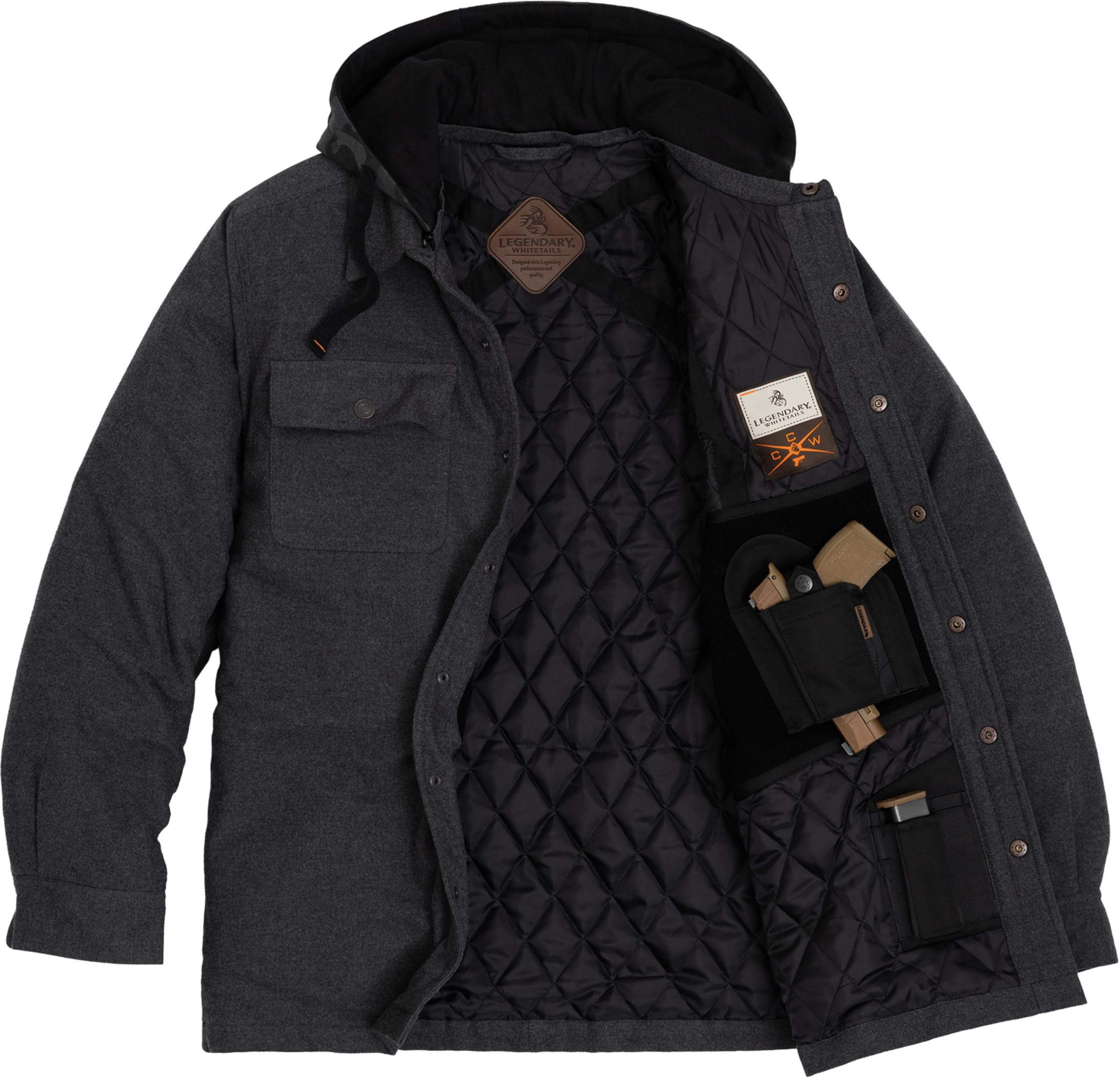 Legendary Whitetails Men's Ccw Hooded Flannel Shirt Jacket Quilted Shacket