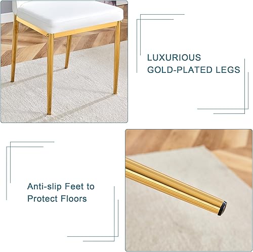 Miniatura 6 de Juego de 6 sillas de comedor modernas, juego de 6 sillas de comedor de cocina, juego de 6 sillas de comedor tapizadas de piel sintética blanca