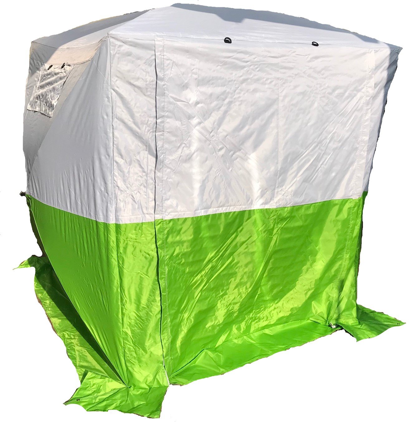 Montagezelt, Baustellenzelt, Maß 1,90 x 1,90 x 2,00 m Wasserdicht Wetterfest Schnellaufbau aus Polyester Grün/Weiß für Outdoor, Arbeit, vom Deutschen Hersteller mit über 10 Jahren Erfahrung!