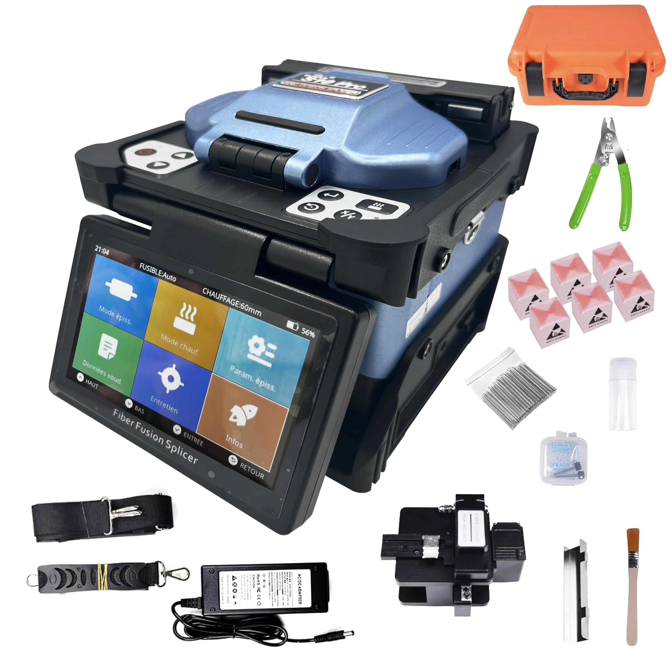 Elfcam® - Soldador de Fibra Óptica S10 Pro, Núcleo a Núcleo, con 6 Motores y Kit de Herramientas y Accesorios Actualizados, para FTTx