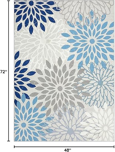 Miniatura 10 de Zacoo Alfombra lavable para sala de estar, alfombra de 4 x 6 pies, antideslizante, resistente a las manchas, alfombra natural tropical, bonita