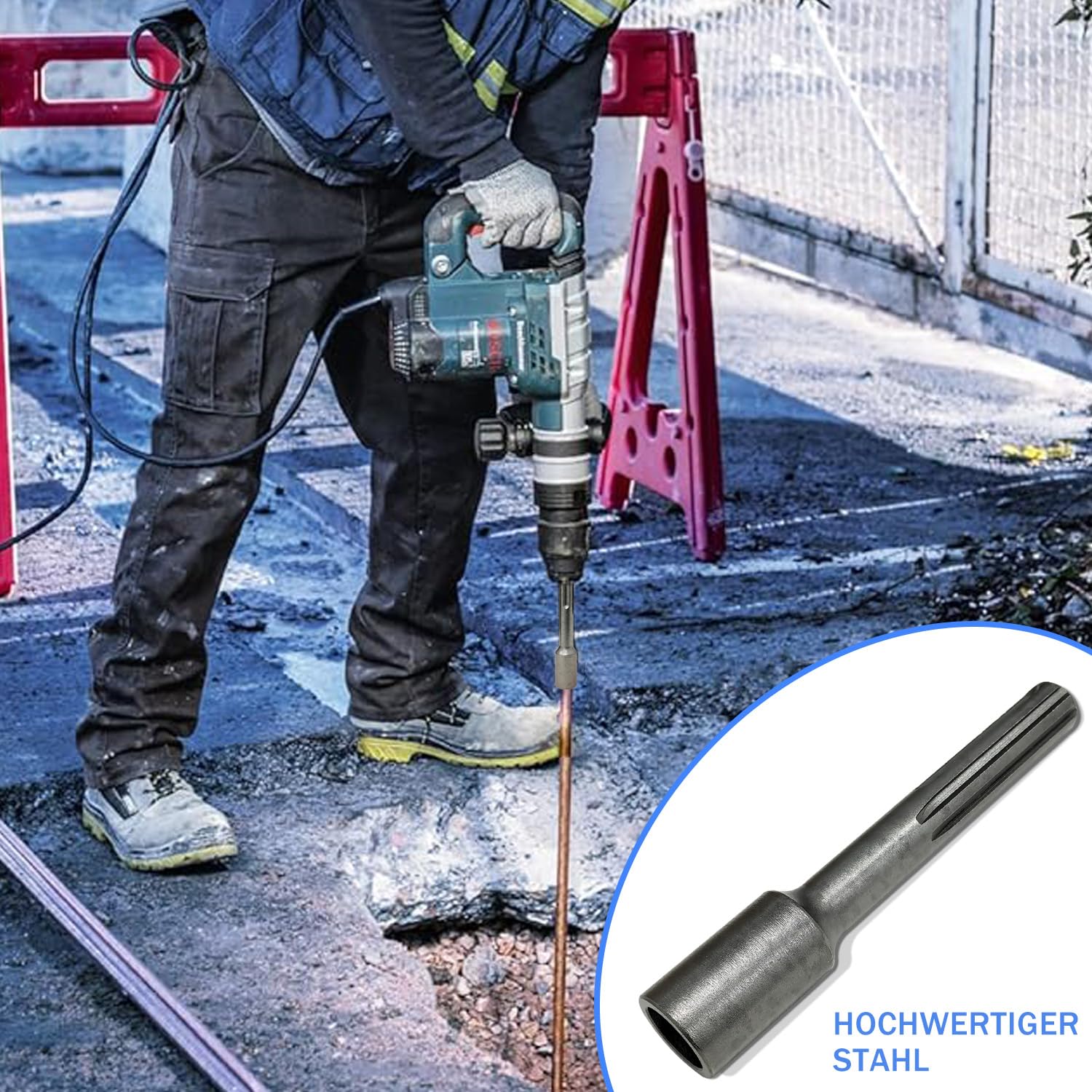 SDS-MAX Professional - Empujador de clavos para tierra profunda (SDS Plus, juego de brocas SDS Plus, 162 x 28 mm, diámetro interior de 20,5 mm (SDS MAX Ø 20,5 mm)