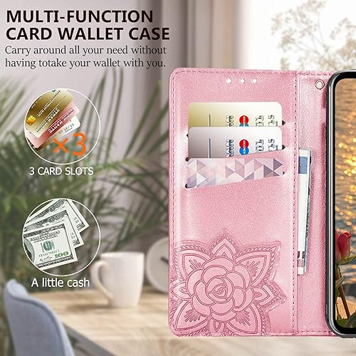 Miniatura 4 de Funda diseñada para Motorola Moto G Stylus 5G 2023, funda con tapa para mujer con estampado de mariposa en relieve de piel sintética, ranuras para