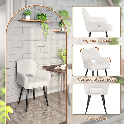 Miniatura 9 de HOOBRO Juego de 2 sillas de comedor, sillas de cocina con brazos suaves, modernas sillas de comedor tapizadas para sala de estar, comedor, cocina,