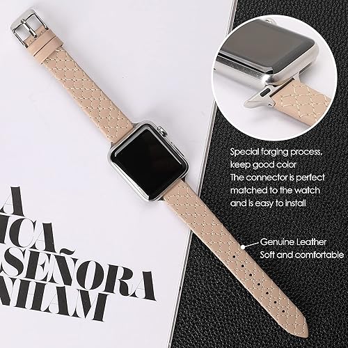 Miniatura 3 de URIZZD Correas de reloj de cuero de grano superior compatibles con correas de Apple Watch de 1.496 pulgadas, 1.575 pulgadas, 1.614 pulgadas, 1.654