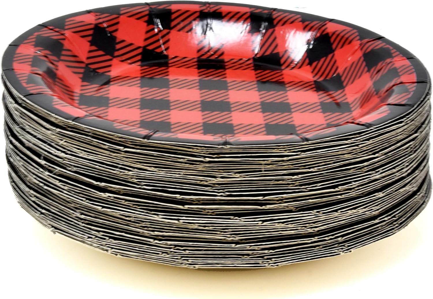 Christmas Red and Black Buffalo Plaid Party Supplies Tableware Set 50 9" Dinner Plates 50 7" Dessert Plate 100 Lunch Napkin Checkered Gingham Pattern Holiday Lumberjack Disposable Paper Dinnerware