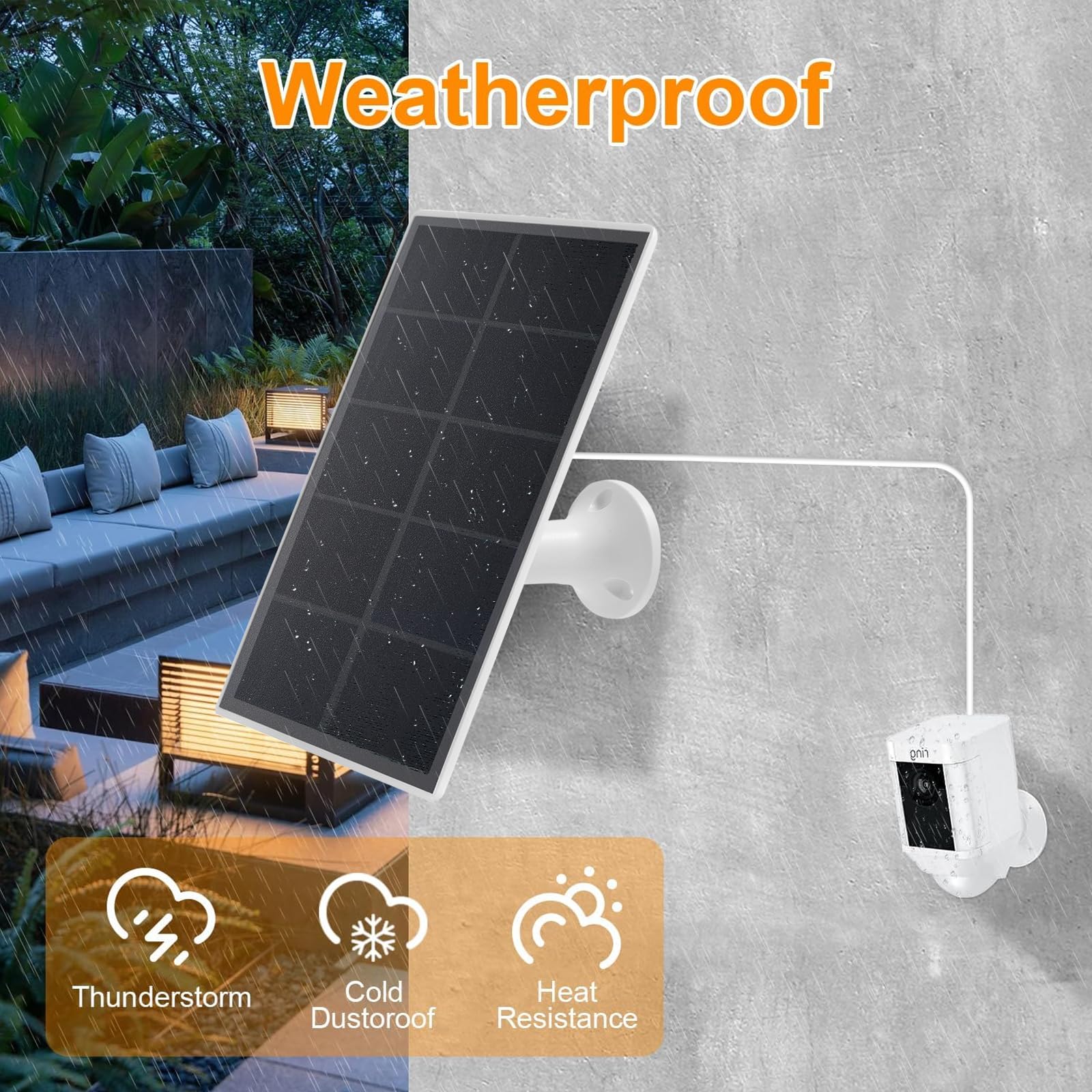 Pannello Solare Per Telecamere Ring (Stick Up, Spotlight). Alimentazione Continua A 5V.
