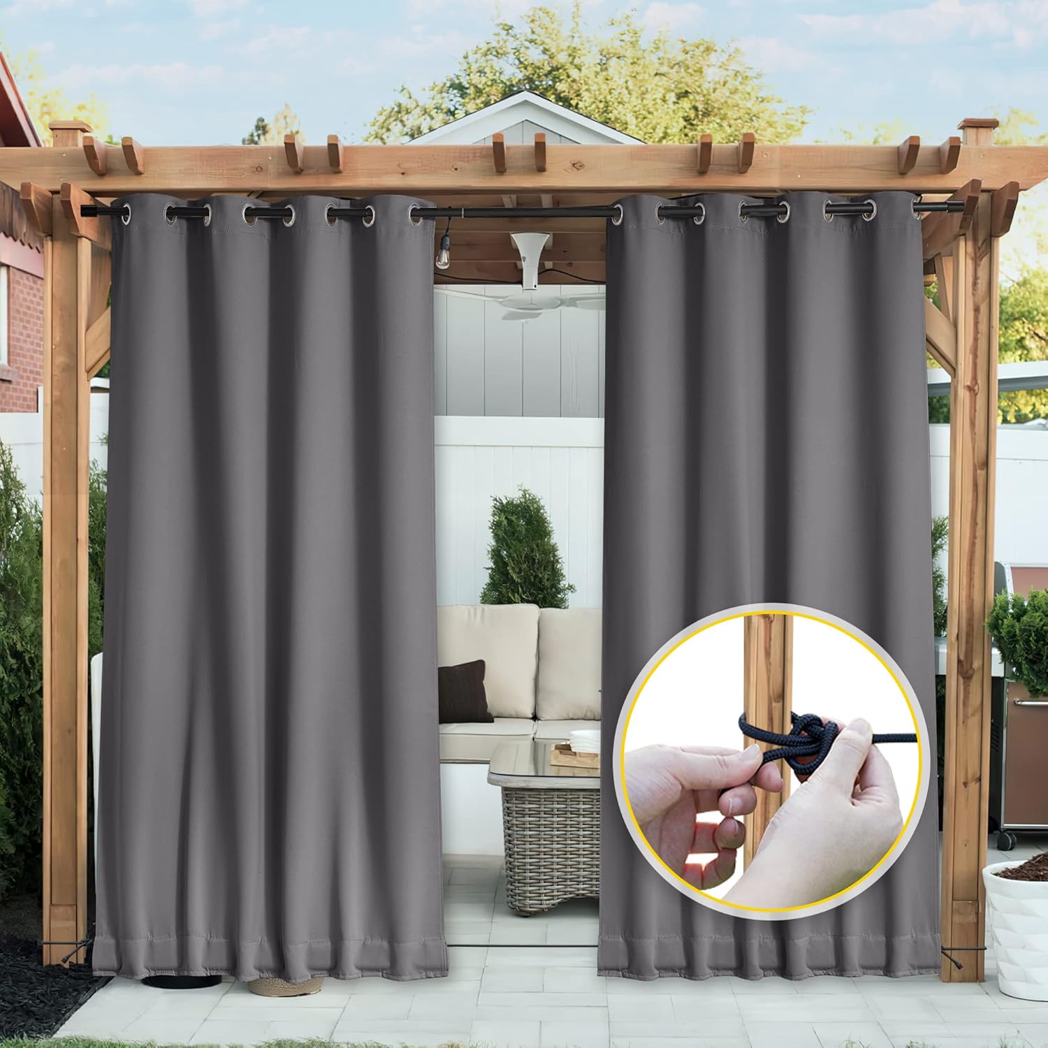 NICETOWN Weighted Blackout Gazebo Curtain 2 Panels, Outdoor Patio ...