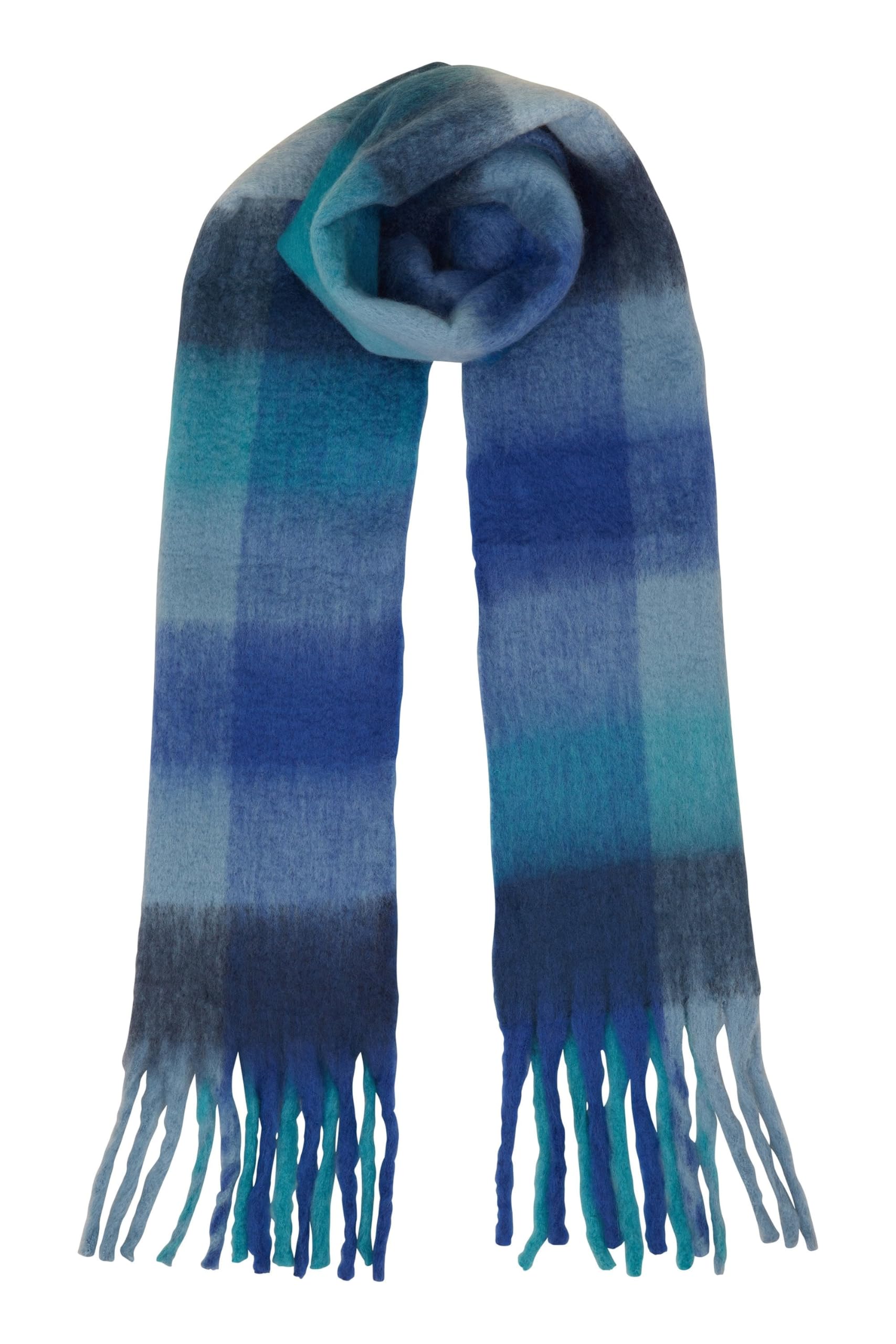Yumi Blue Check Soft Scarf One Size Blue