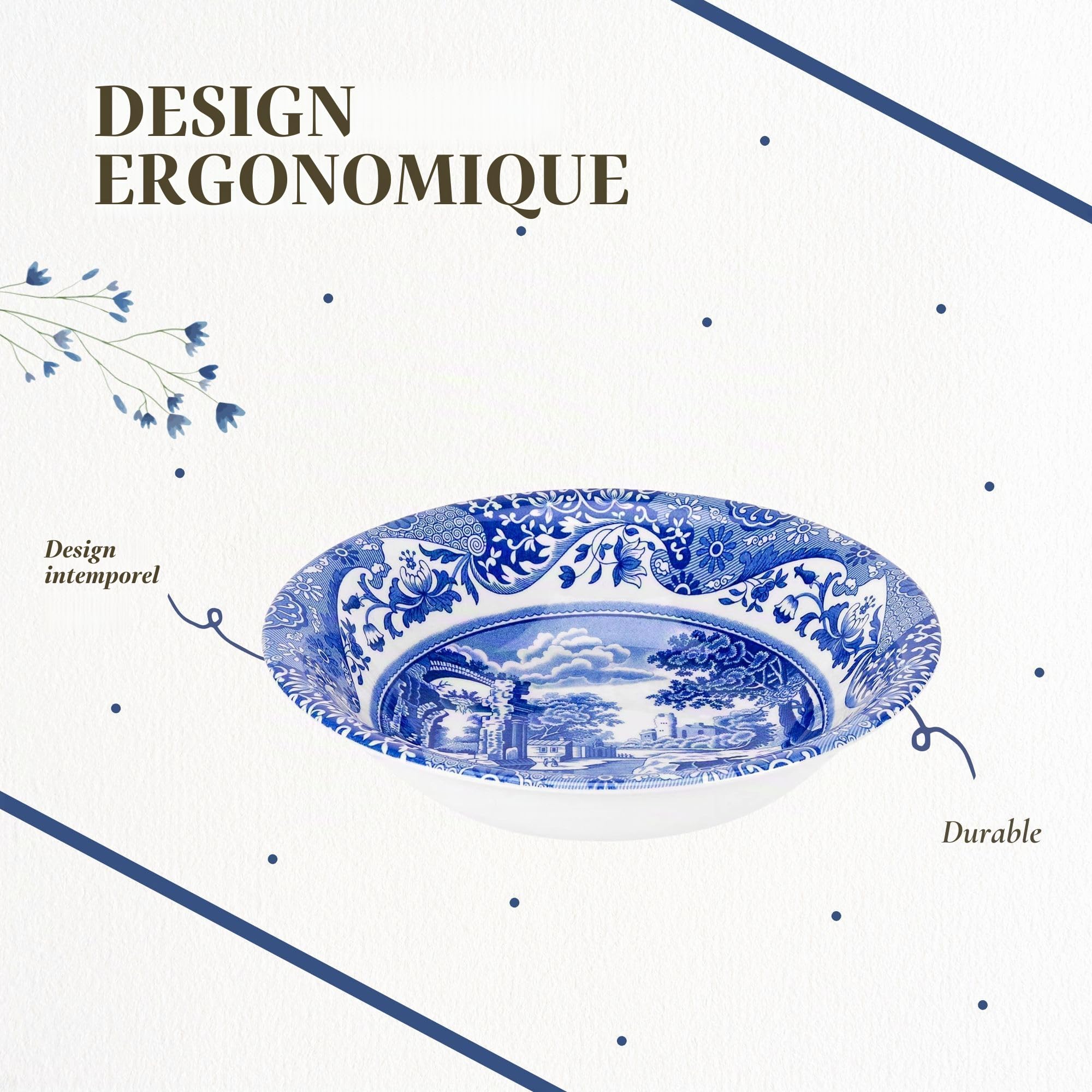 Spode BLI0330 Bol à céréales en céramique Bleu/blanc