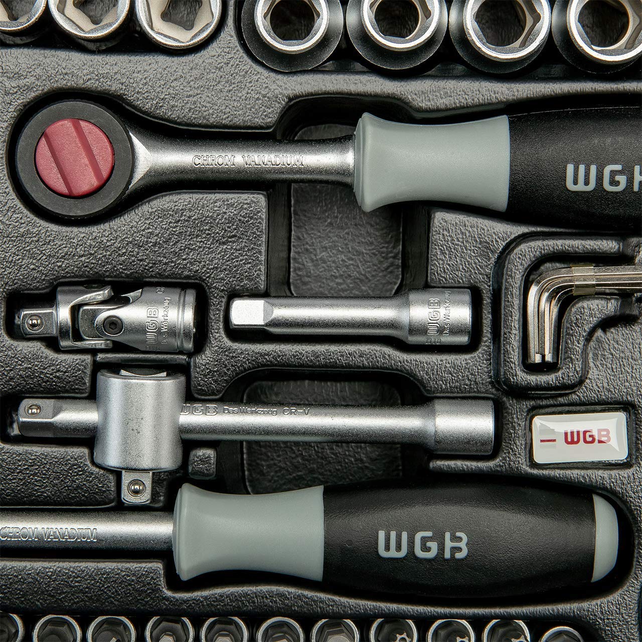Set di chiavi a bussola da 1/4" + 1/2" di pollice con cricchetto e set di punte + inserti esagonali | Valigetta di attrezzi professionali da 56 pezzi per la riparazione di auto, moto e biciclette