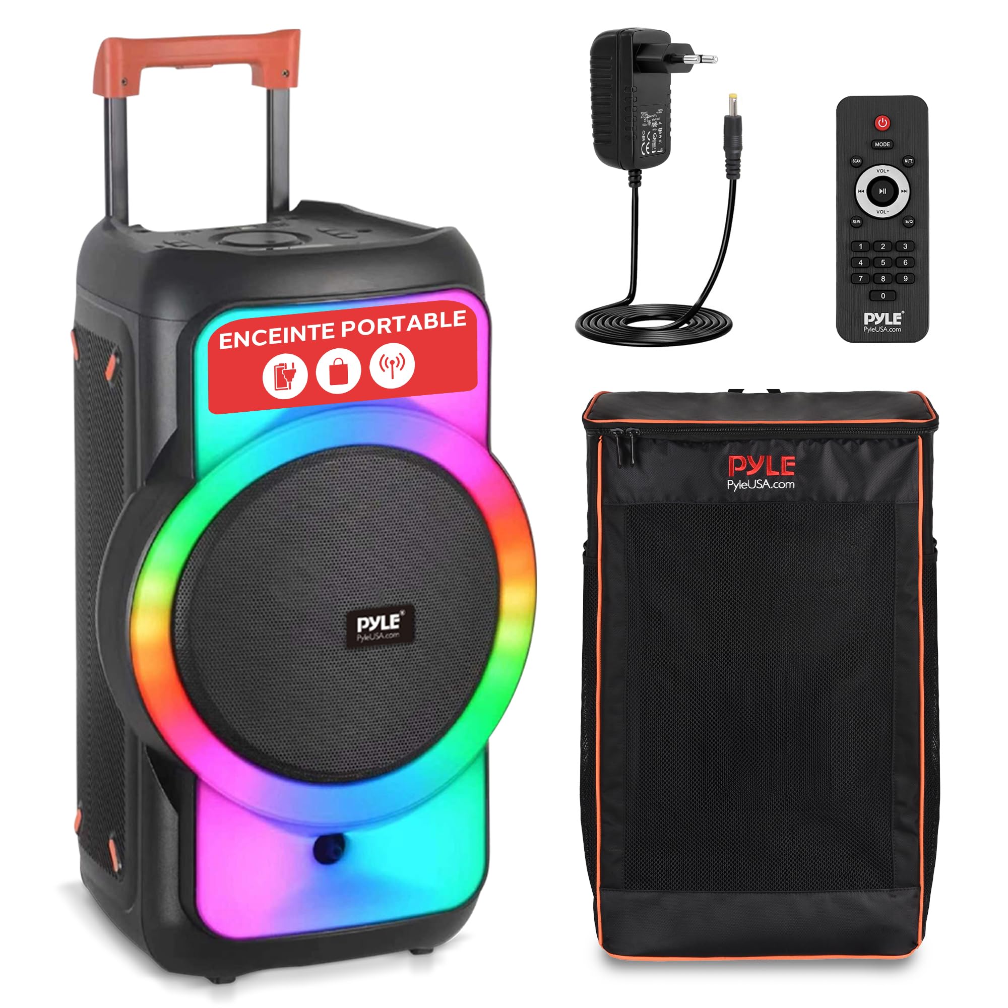 Pyle Enceinte Bluetooth de Fête Grande Taille – Gros Haut-Parleur Bluetooth avec Système Stéréo sans Fil Véritable (TWS) – Basses Puissantes et Aigus Clairs – Grand Haut-Parleur avec Sac de Transport