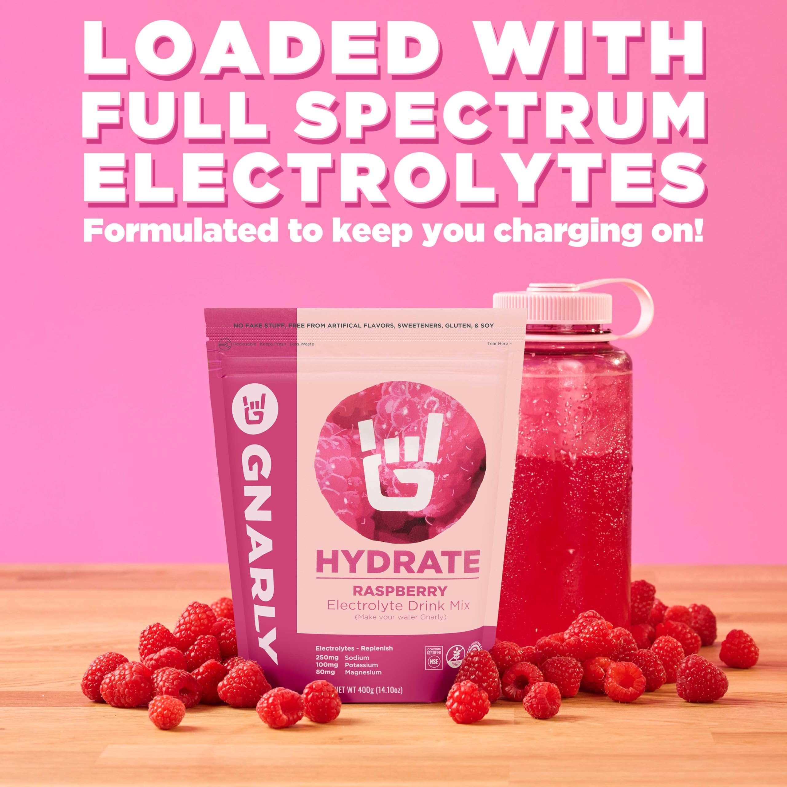 Gnarly Nutrition Hydrate Electrolyte Powder | Raspberry — Amazon image 4