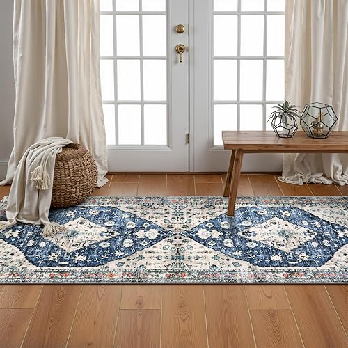 Miniatura 275 de Lahome Tapete tribal bohemio, pequeño, suave, antideslizante, lavable, de pelo corto, para piso en puerta, interior, entrada, baño, silla, Verde