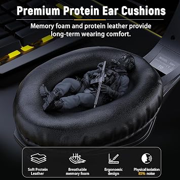 Tatybo Gaming Headset for PS5 PC, Noise Canceling Mic, RGB, Black