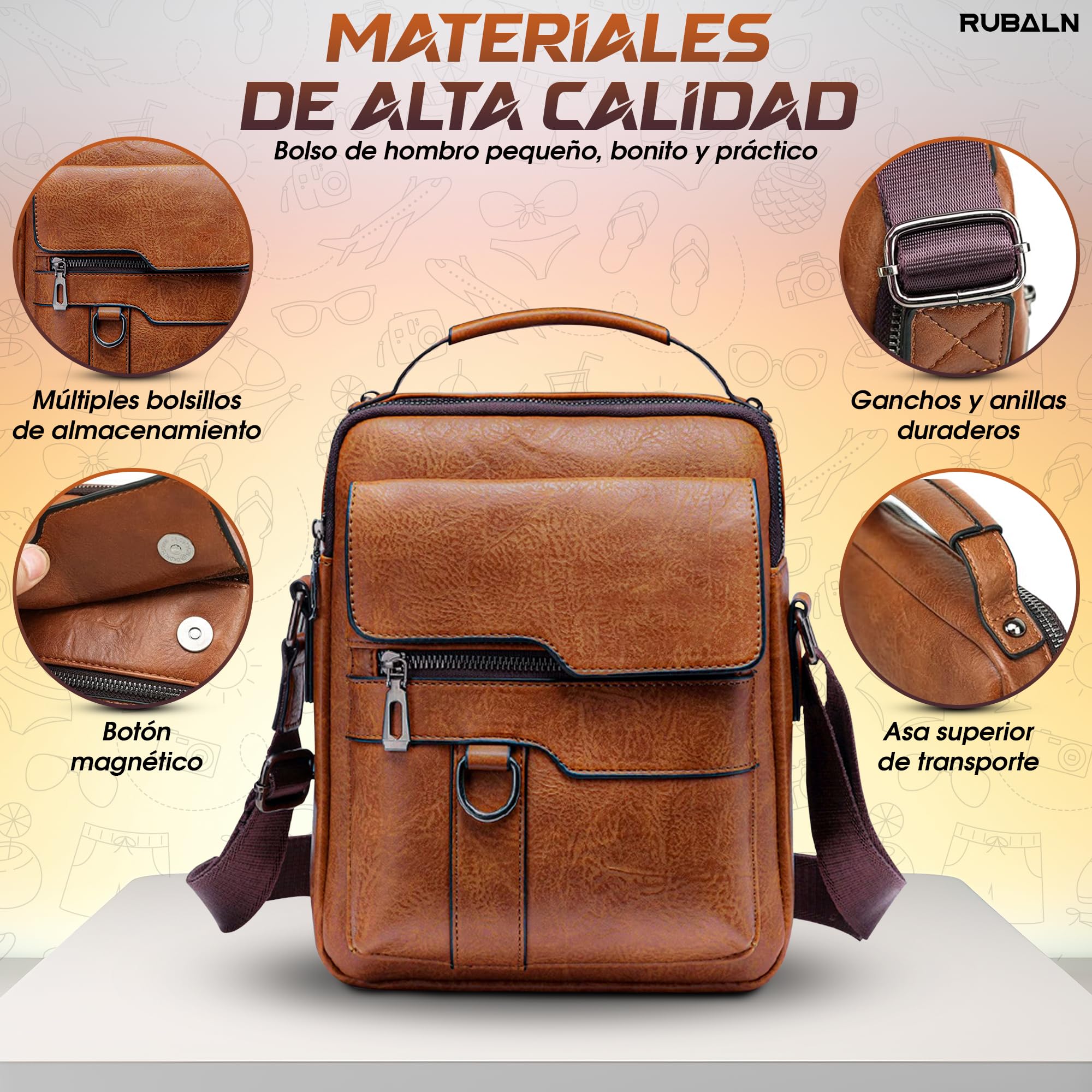 ️Bolso Hombre de Piel Sintética Elegante+funda gafas de regalo–Bolso Hombre Bandolera - Bolsos Hombre-Mariconera hombre-Compacto-para Regalo- Ideal uso diario