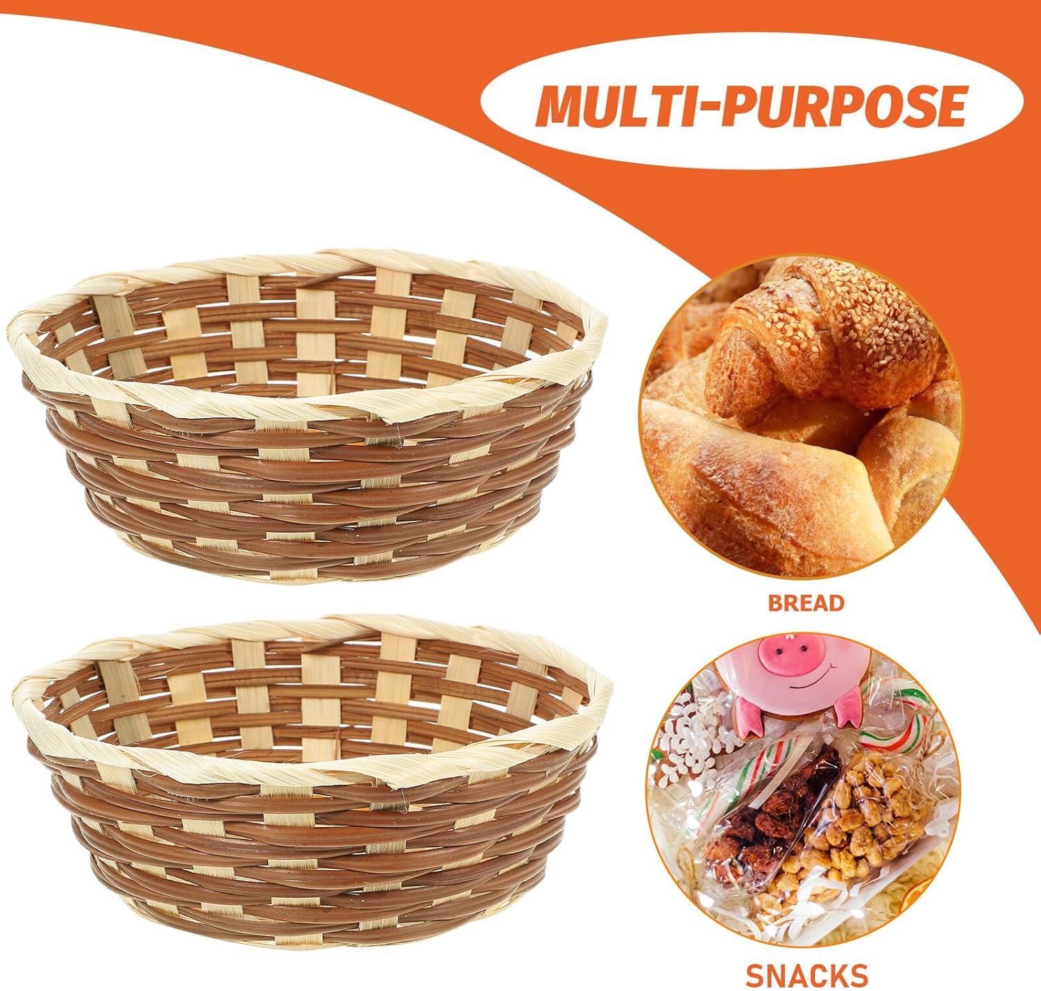 12pcs Handwoven Fruit Basket Set, Small Woven Food Serving Baskets for Kitchen Storage and Tabletop Display, Household Food Holder for Fruits, Bread, and Snacks