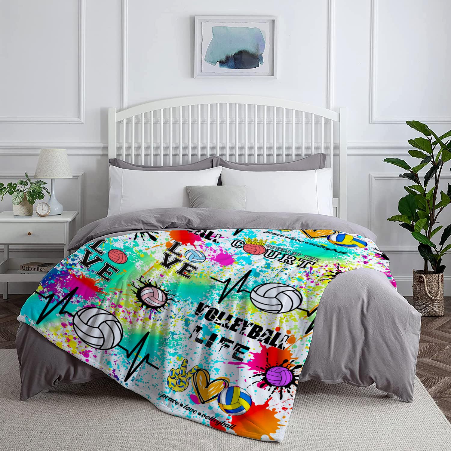 Manta de voleibol para niñas, manta de franela ultrasuave para amantes del voleibol, jugadores de voleibol, merchandising del equipo, regalos de voleibol, 152 x 127 cm