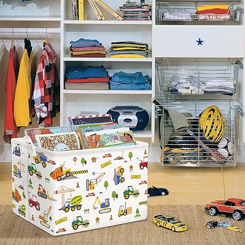 Miniatura 4 de Clastyle Cesta de almacenamiento de juguetes para bebés y niños, cesta de almacenamiento rectangular para excavadora de automóvil, 36L