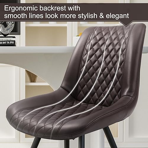 Miniatura 4 de Juego de 4 sillas de comedor, modernas sillas de piel sintética sin brazos, asiento tapizado con respaldo alto y patas de metal resistentes para