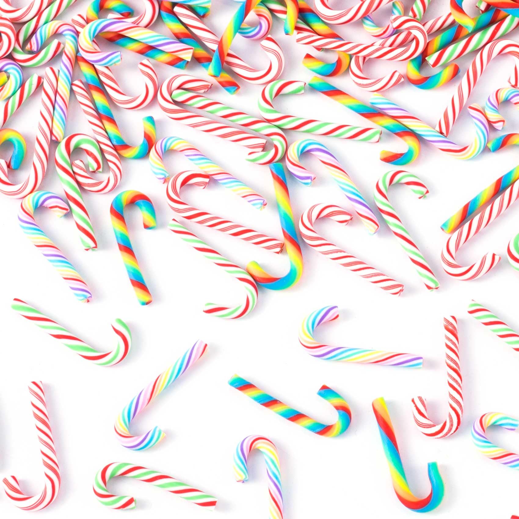 OIIKI 20 PCS Mini Christmas Candy Decorations, 3 cm Fake Candy Canes, Polymer Clay Cane Ornaments, Small Colorful DIY Crafts Supplies for Christmas