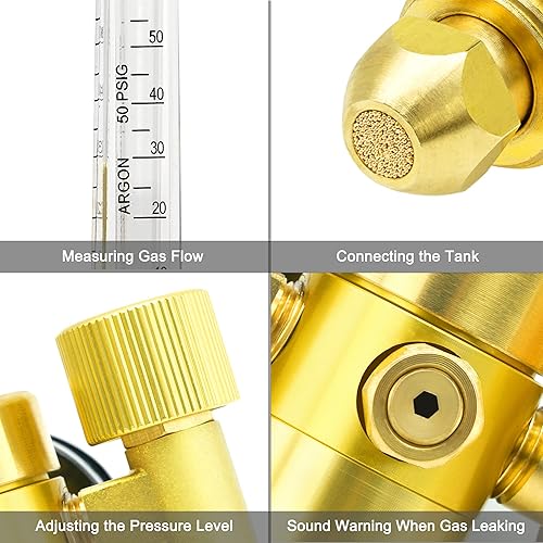 Miniatura 5 de OYHBO ArgonCO2 Mig Tig Medidor de flujo de gas con soldador de soldadura de manguera de gas de 6.59 pies