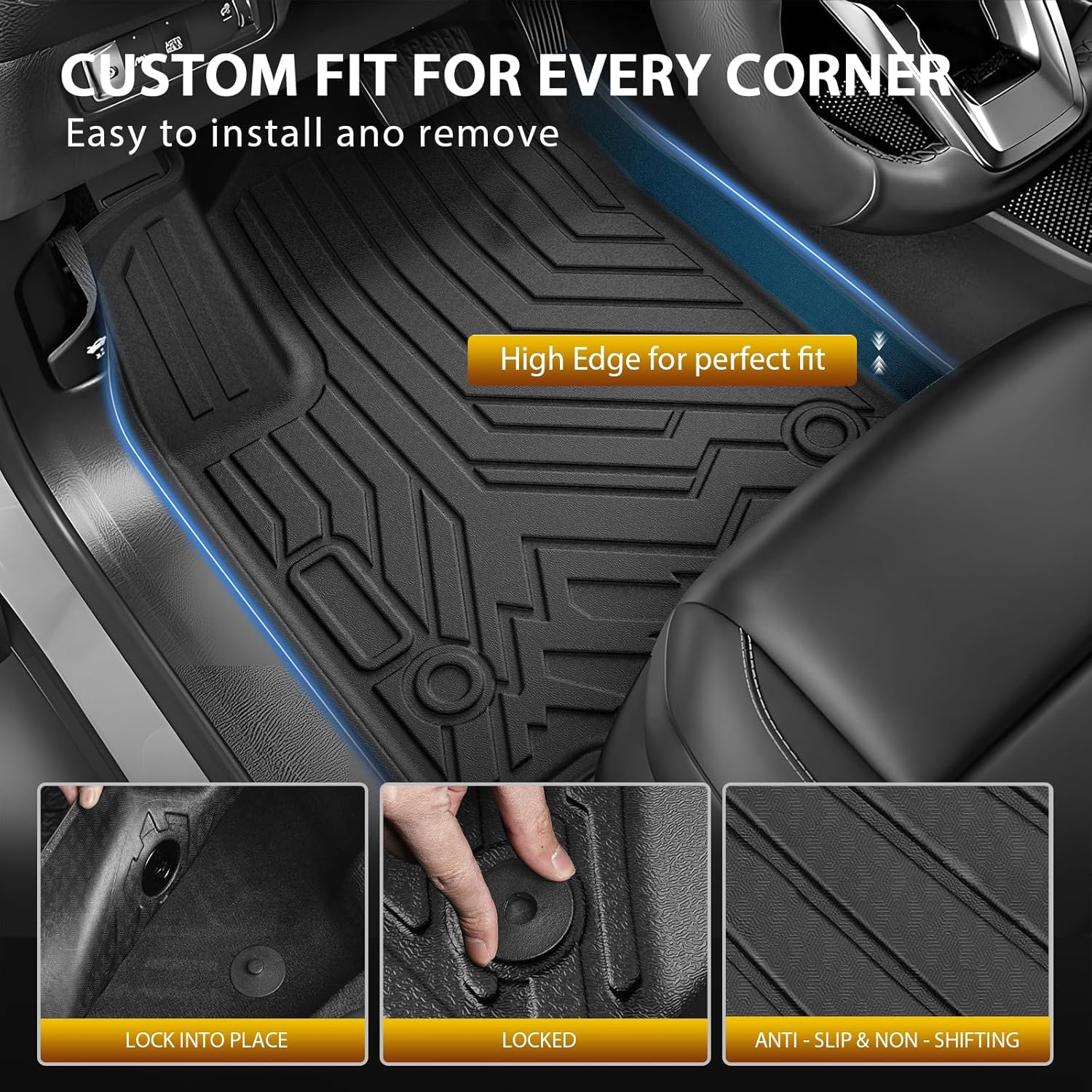 Powerty Floor Mat for Honda Prologue & Chevrolet Blazer EV 2024 2025 2026, All Weather TPE Custom Trunk Cargo Mat Liner with Backrest Mat Replacement for Honda Prologue Accessories - Image 5