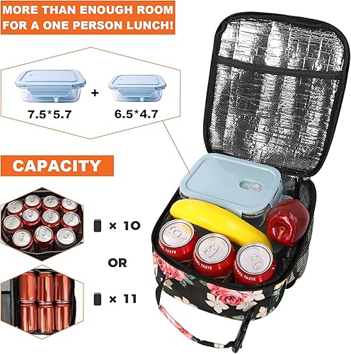 Miniatura 9 de Femuar Fiambrera pequeña para hombres mujeres y adultos lonchera pequeña para oficina trabajo y escuela lonchera portátil reutilizable color negro