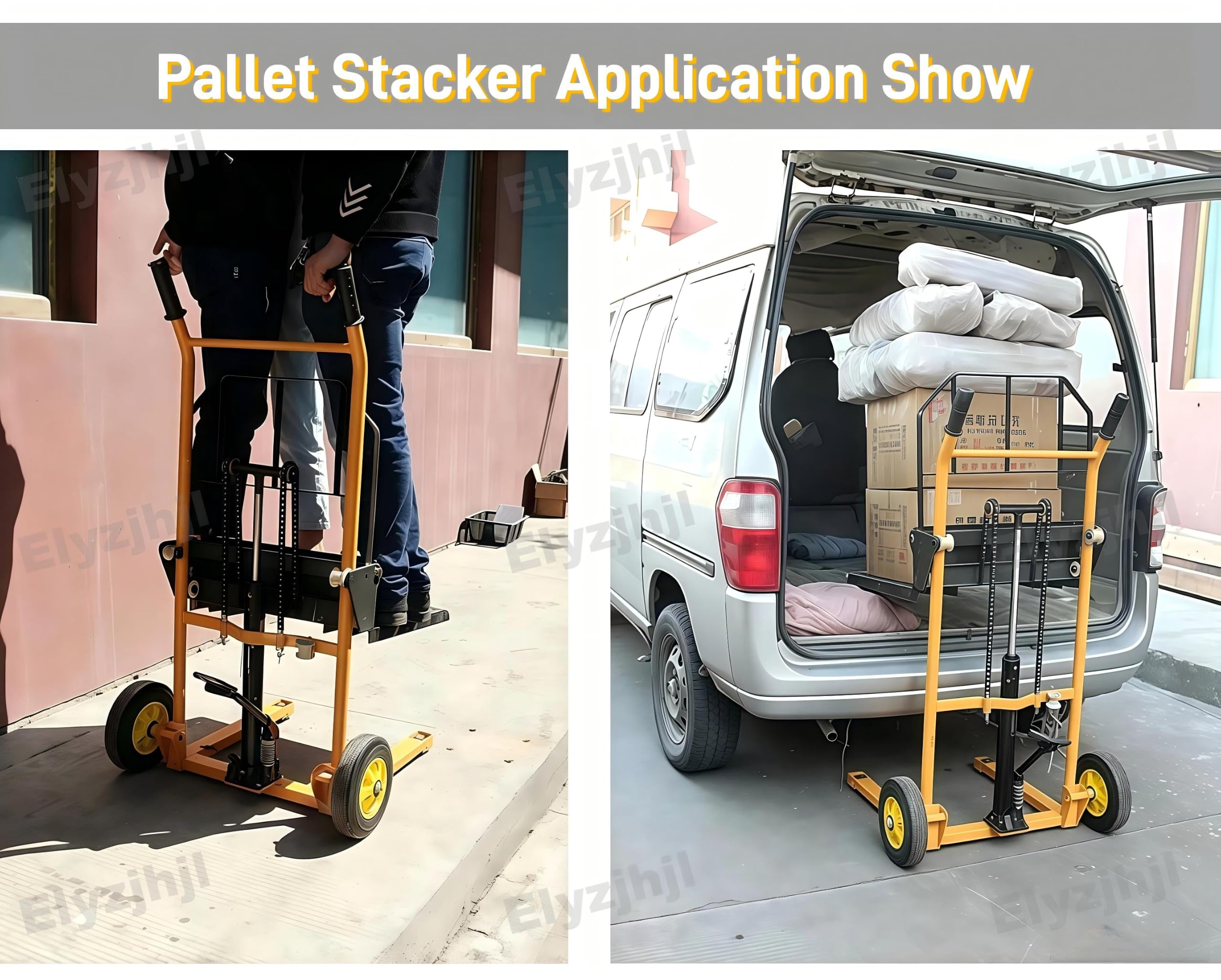 Transpallet Manuale Elevatore Muletto Compatto Sollevatore Idraulico | Capacità 200 kg Altezza Di Sollevamento 90 cm Per Magazzini Stretti Forche Regolabili Carrello Elevatore Idraulico Materiali
