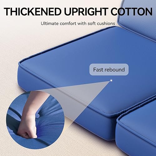 Miniatura 4 de Cama columpio para porche de 3 asientos con toldo ajustable y cojines extraíbles, marco de acero resistente, columpio para patio al aire libre,