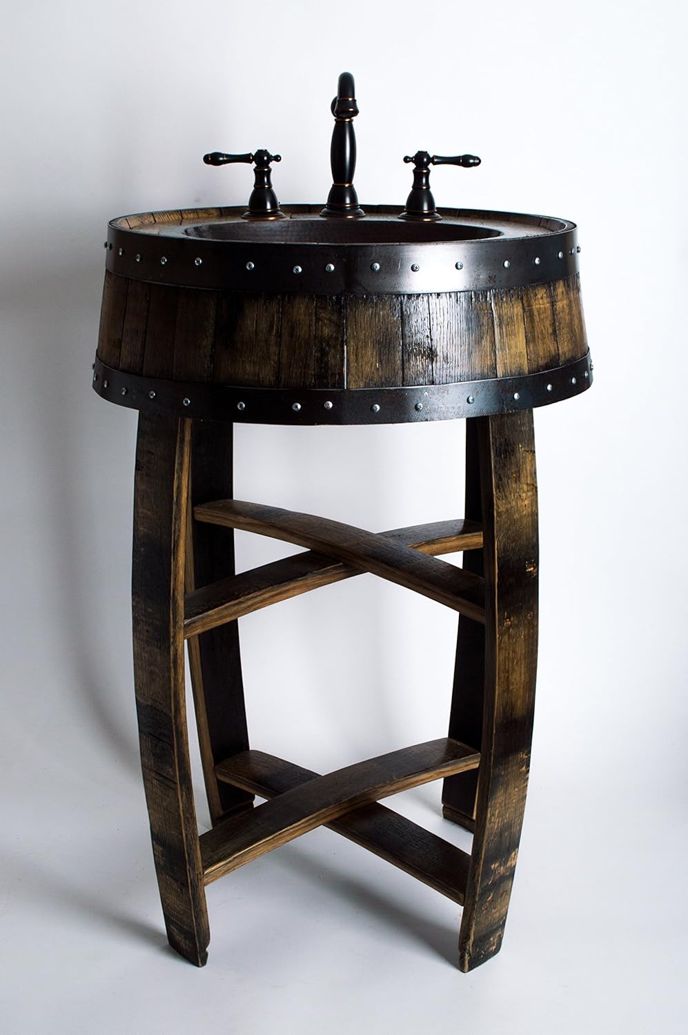 Inverted Bourbon Barrel Mirror