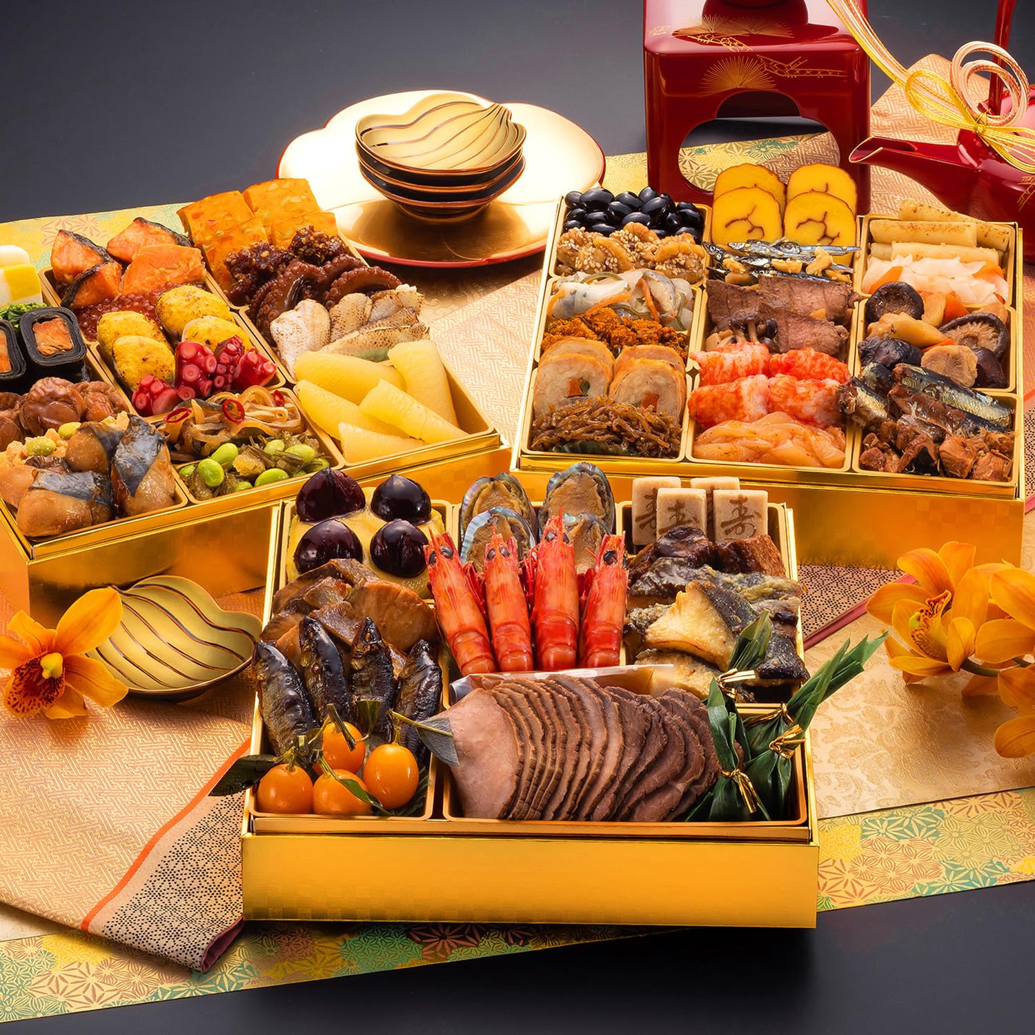 博多久松 本格和風創作料亭おせち 宝寿箱 特大8寸3段重 全45品