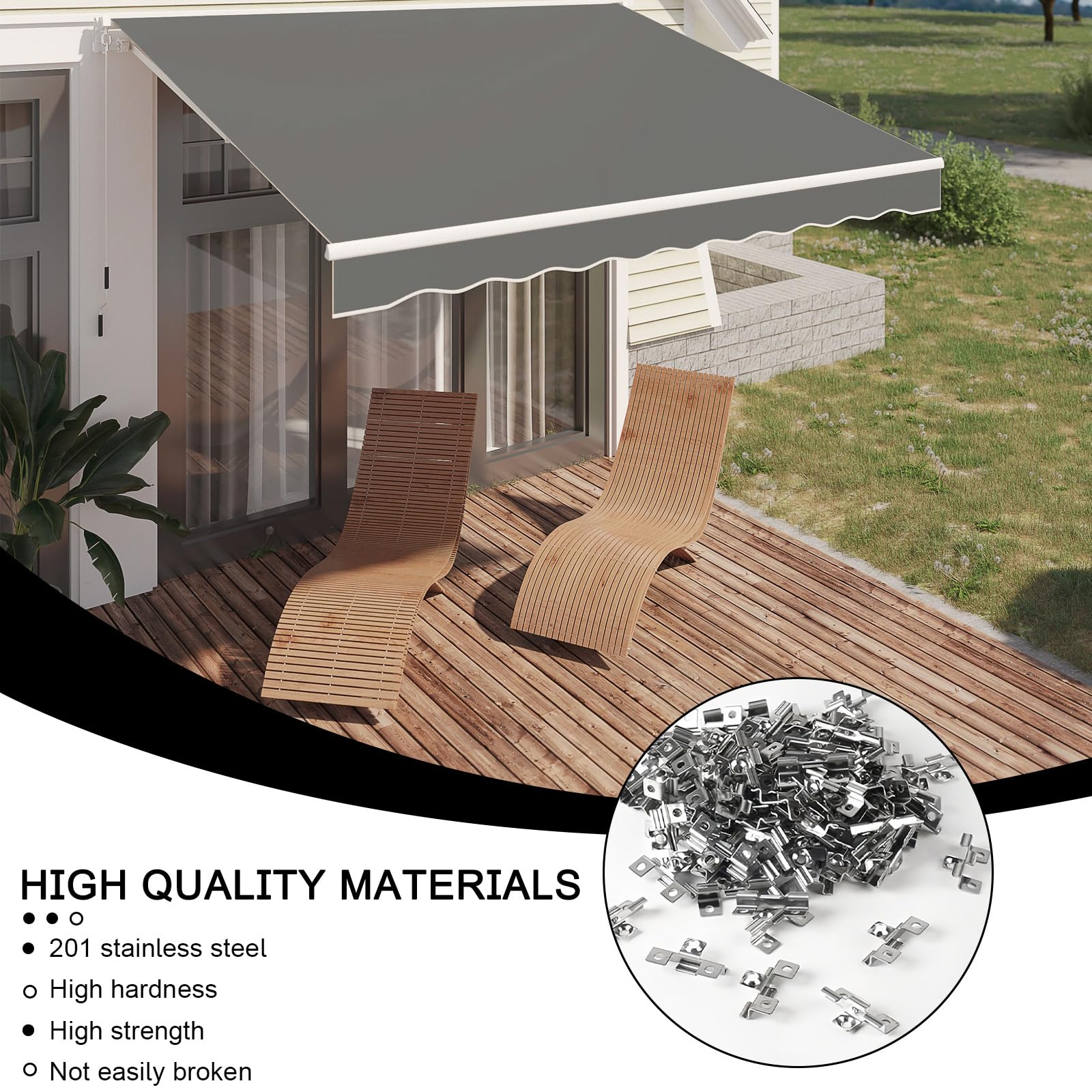 Clips de Fijación para Terraza, 120 Piezas Sujetadores Ocultos para Cubierta, Clips de Cubierta Compuestos Acero Inoxidable, Ancho Sujeción 7,5 mm, para Suelos de Madera Maciza y Laminados