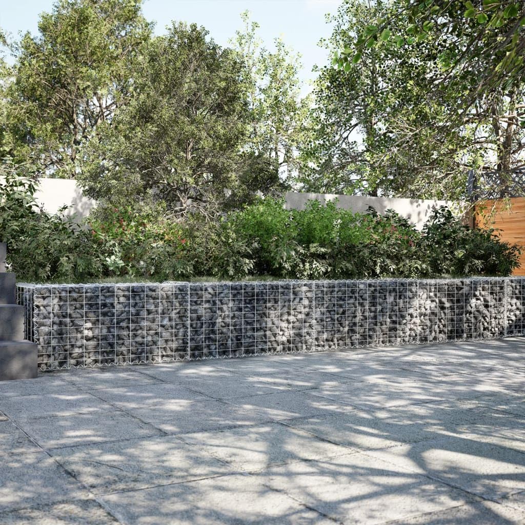 Cesta para gaviones con tapa de hierro galvanizado, 400 x 50 x 50 cm, elemento de jardín robusto para bancal, jardinera, macetero, balcón y privacidad en exteriores