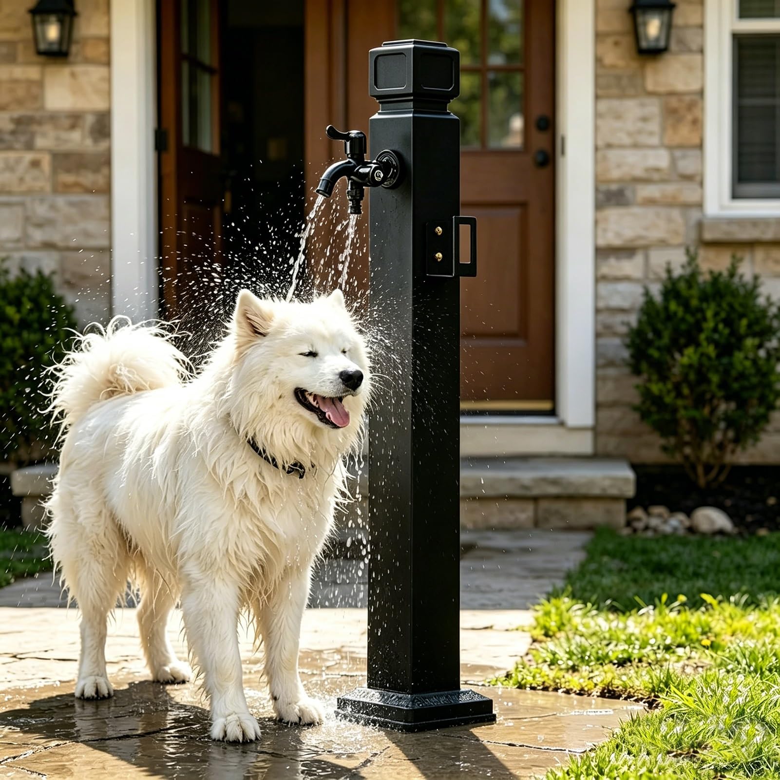 Outdoor Stainless Steel Garden Water Column with Faucet, Vertical Yard Hydrant Water Tap, Freestanding Water Spigot Post for Household Outdoor Watering(B,Height: 80cm/31.5in)