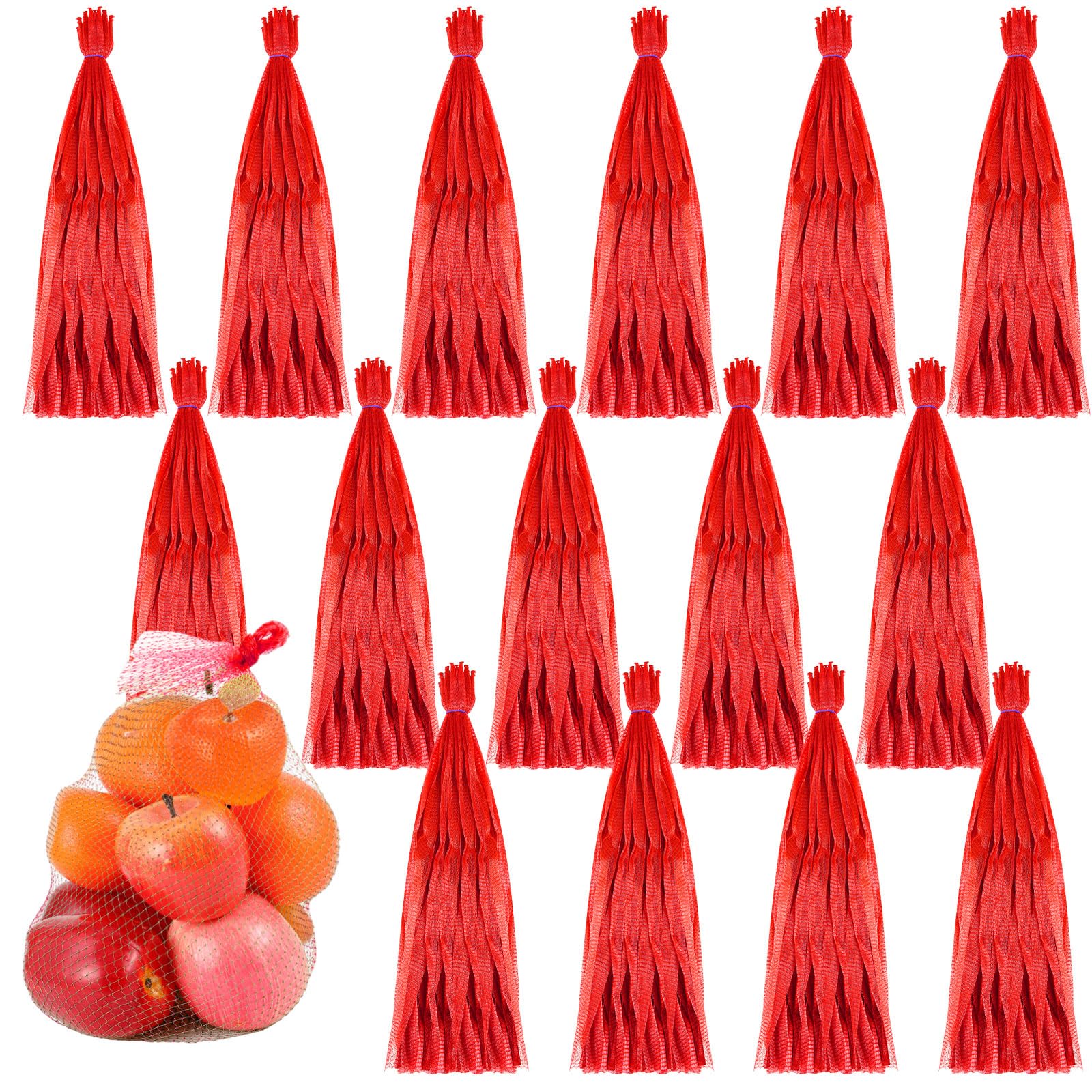 Windyun 1500 Pcs Mesh Produce Bag Reusable Nylon Netting Bulk, 20 Inch, Red